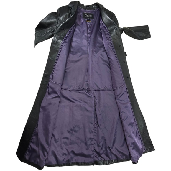 Wilsons Leather Pelle Studio Black Trench Coat Belted Thinsulate Liner M - Picture 6 of 16